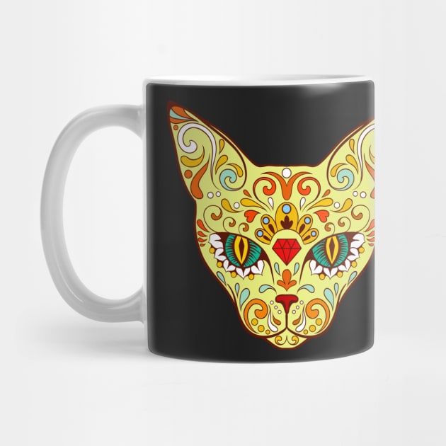 Calavera cat dark green by MiRaFoto